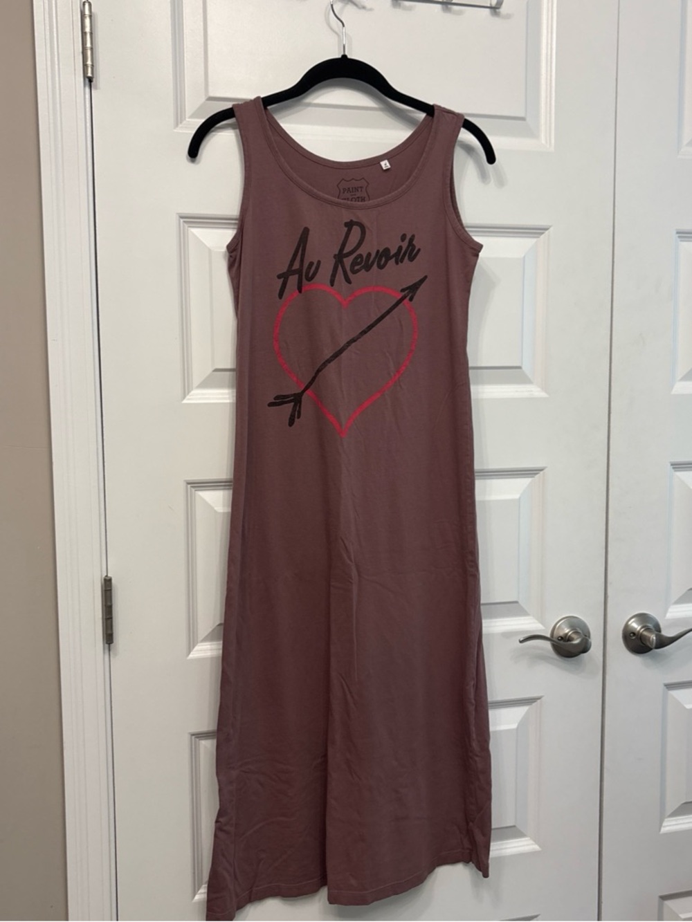 Paint and Cloth Dark Mauve Graphic Tank Midi Dress - "Au Revoir" Heart Arrow